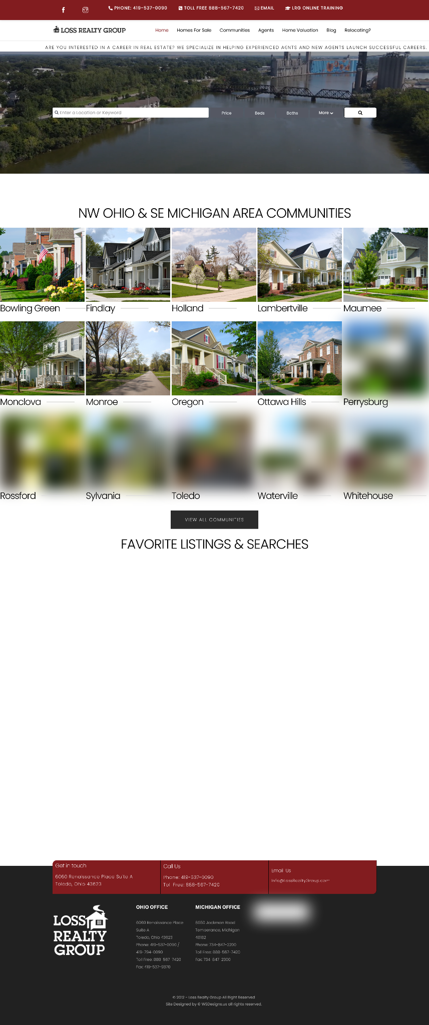 Loss Realty Group website designed by WS Designs